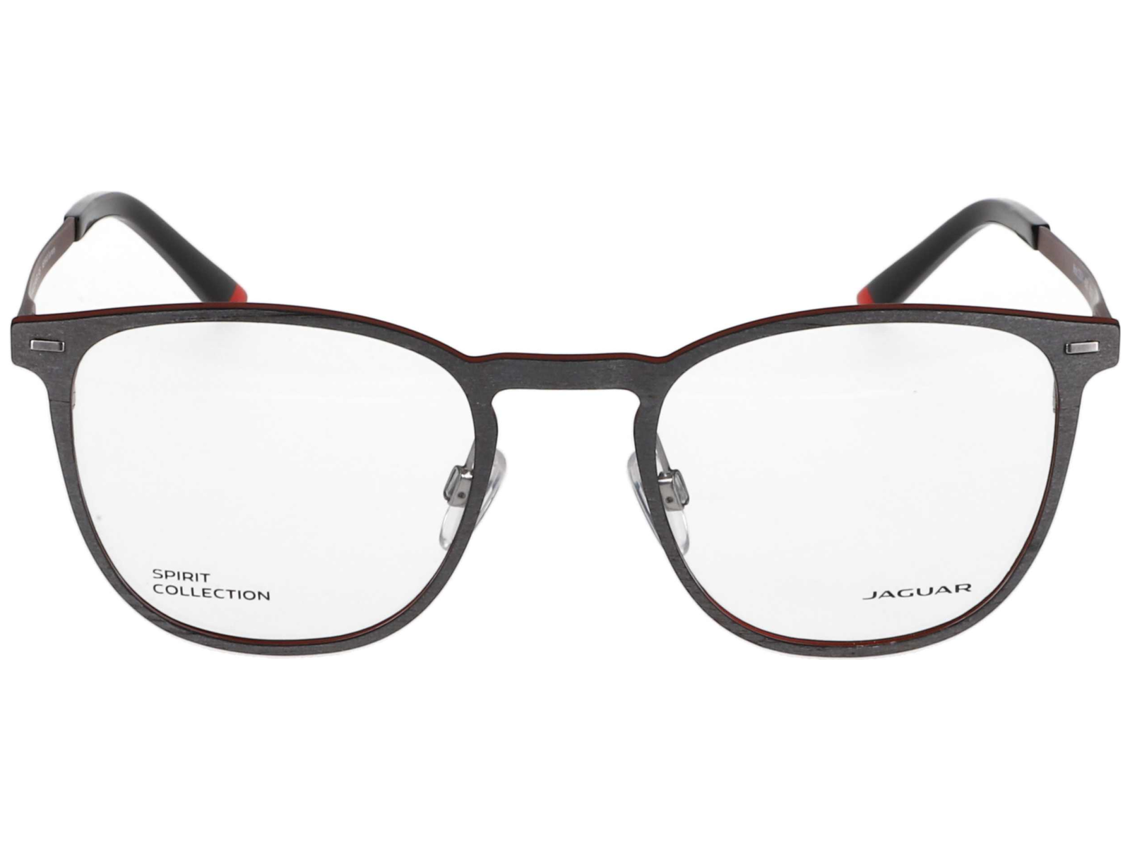 Das Bild zeigt die Brille 3641 6500 der Marke Jaguar in grau/rot frontal von vorne.